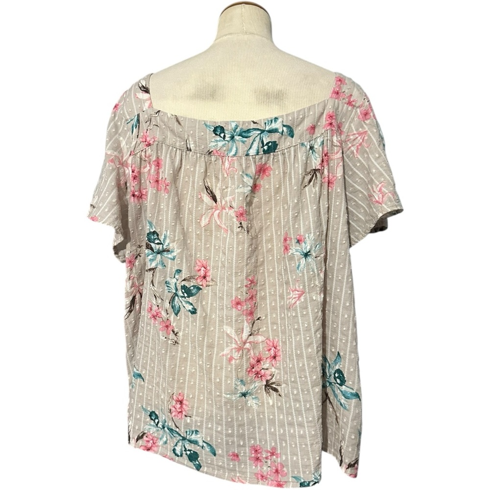 Torrid Clip Jacquard Square Neck Flutter Sleeve Top Tan Size 2X - Picture 4 of 5